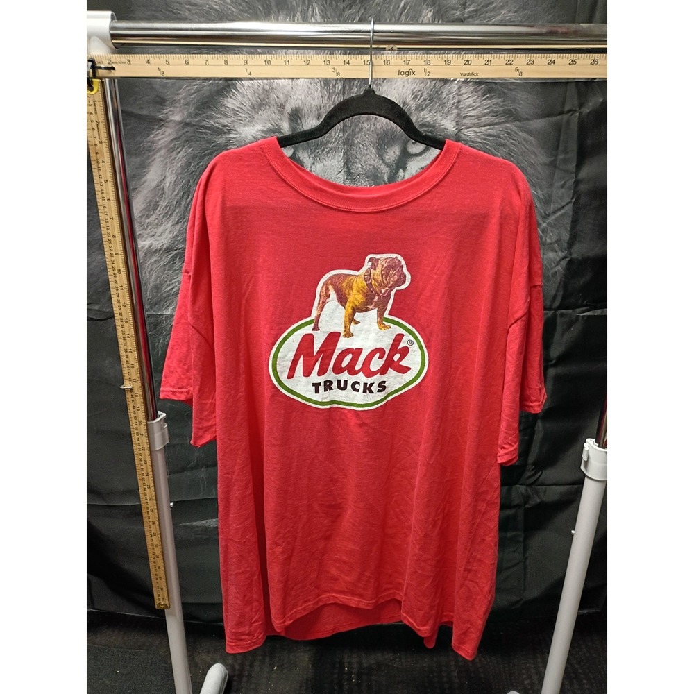 Mack Trucks Mens Graphic T-Shirt Red Heather Bulldog Logo Short Sleeve 3XL